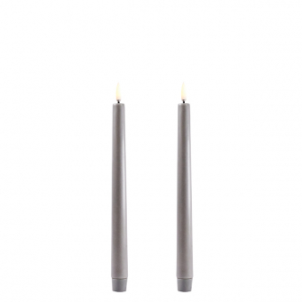 Uyuni dinerkaars taper candle grijs grey 2,3 x 25,5 cm (set a 2)